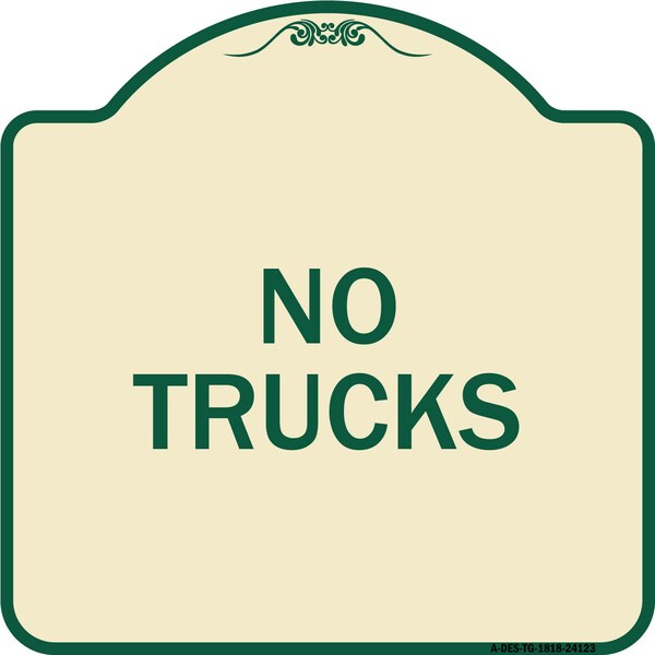 Designer Series Driveway No Trucks, Tan & Green Heavy-Gauge Aluminum Sign, 18" x 18", TG-1818-24123